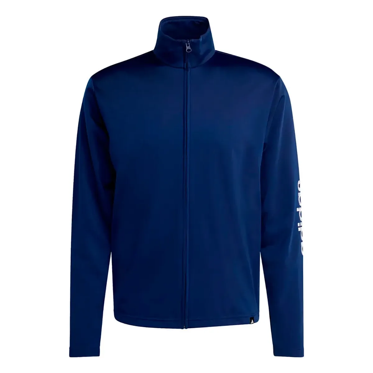 Agasalho esportivo masculino Adidas Essentials azul escuro vista frontal com logo branco